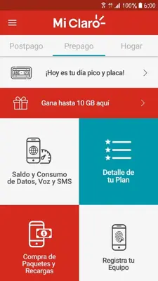 Mi Claro Colombia android App screenshot 1